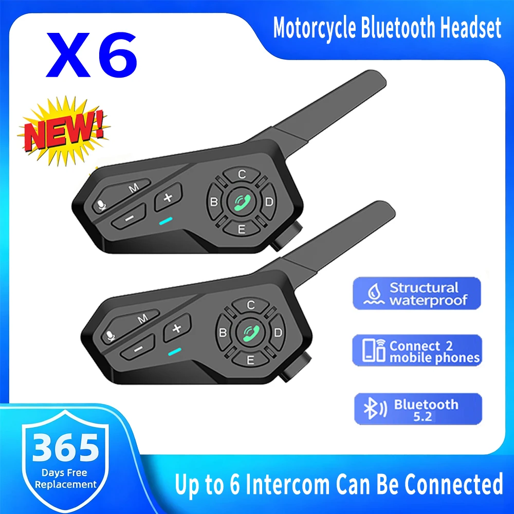 Motorcycle Helmet Intercom 6 Rider - Novo capacete de motocicleta X6 com