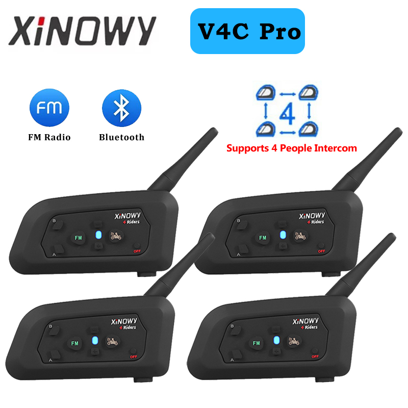 Bluetooth Headset Helmet 1000M - XINOWY 1-4PCS V4C Headset Full-Duplex para