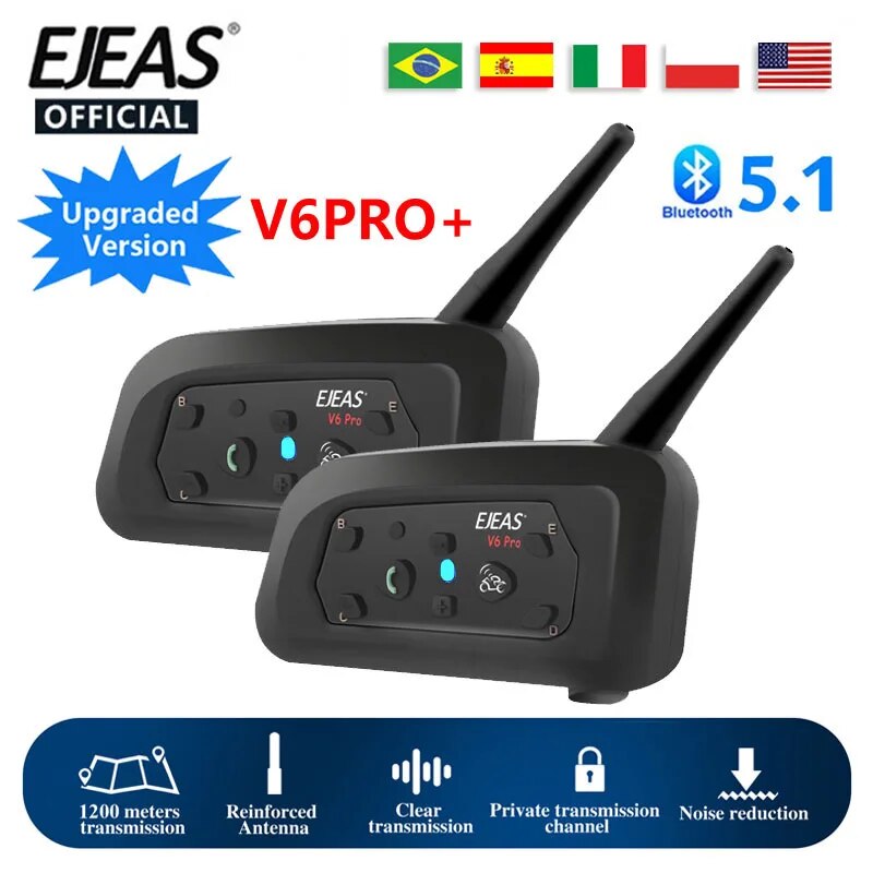 Motorcycle Helmet Intercom 6 Rider - EJEAS V6 PRO Bluetooth Motocicleta Intercom