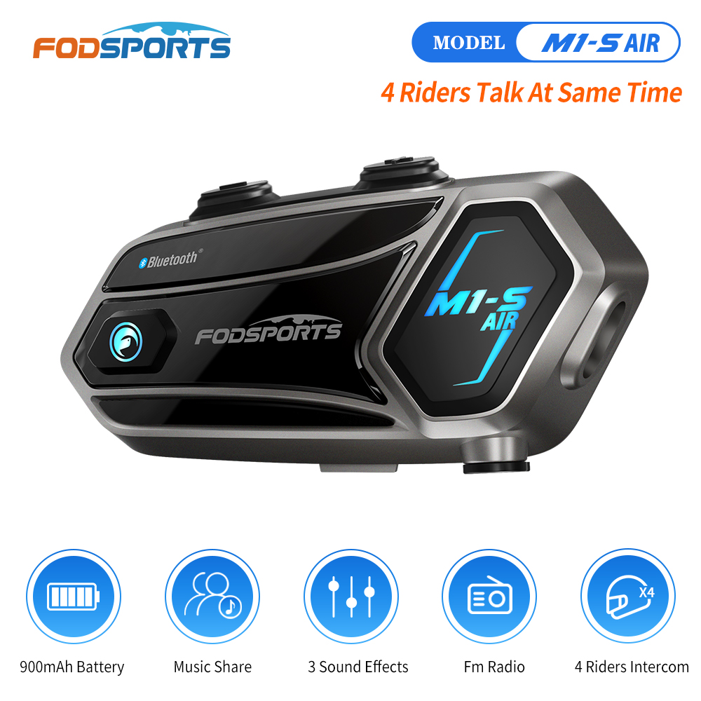 Bluetooth Headset Helmet 1000M - Fodsports M1-S Air Intercomunicador de motocicleta,