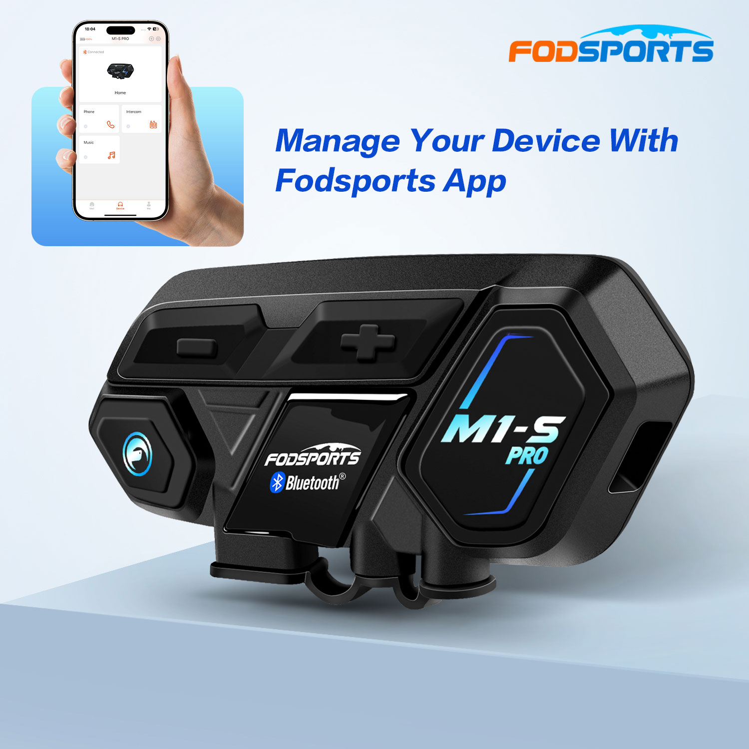 Motorcycle Intercom Mesh 2000M - Intercomunicador Bluetooth para Motocicleta Fodsports M1-S