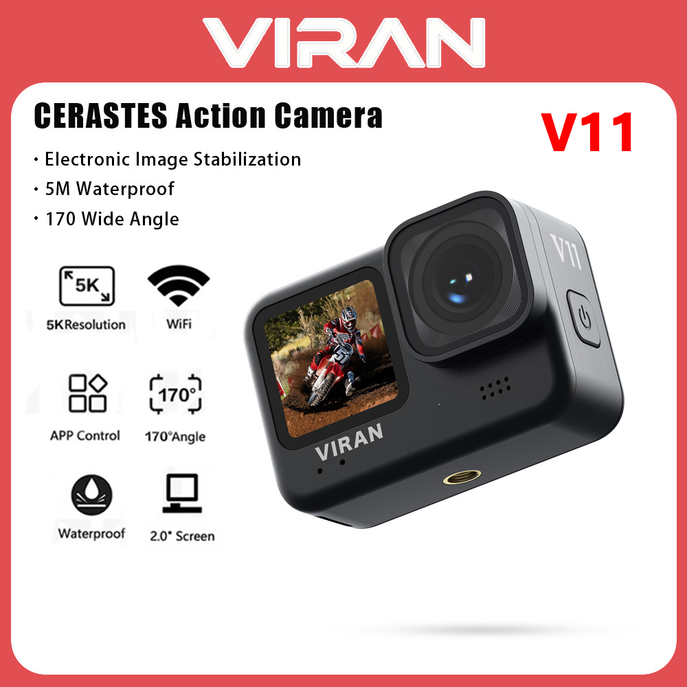 Helmet Communication System Camera - Câmera de Ação VIRAN V11 5K