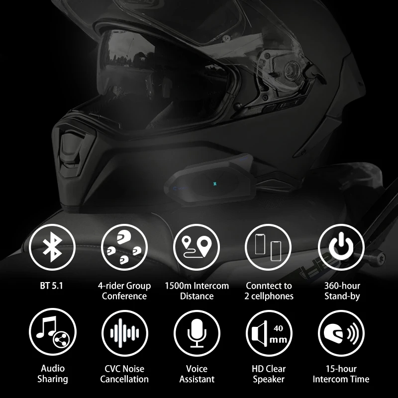 Motocicleta Bluetooth Intercom - Bluetooth Headset Helmet 1000M avaliação e preço