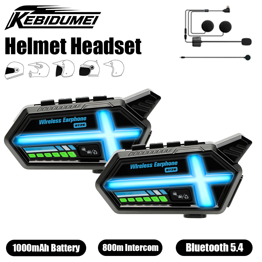 Kebidumei bt26 capacete fone d - Bluetooth Headset Helmet 1000M avaliação e preço