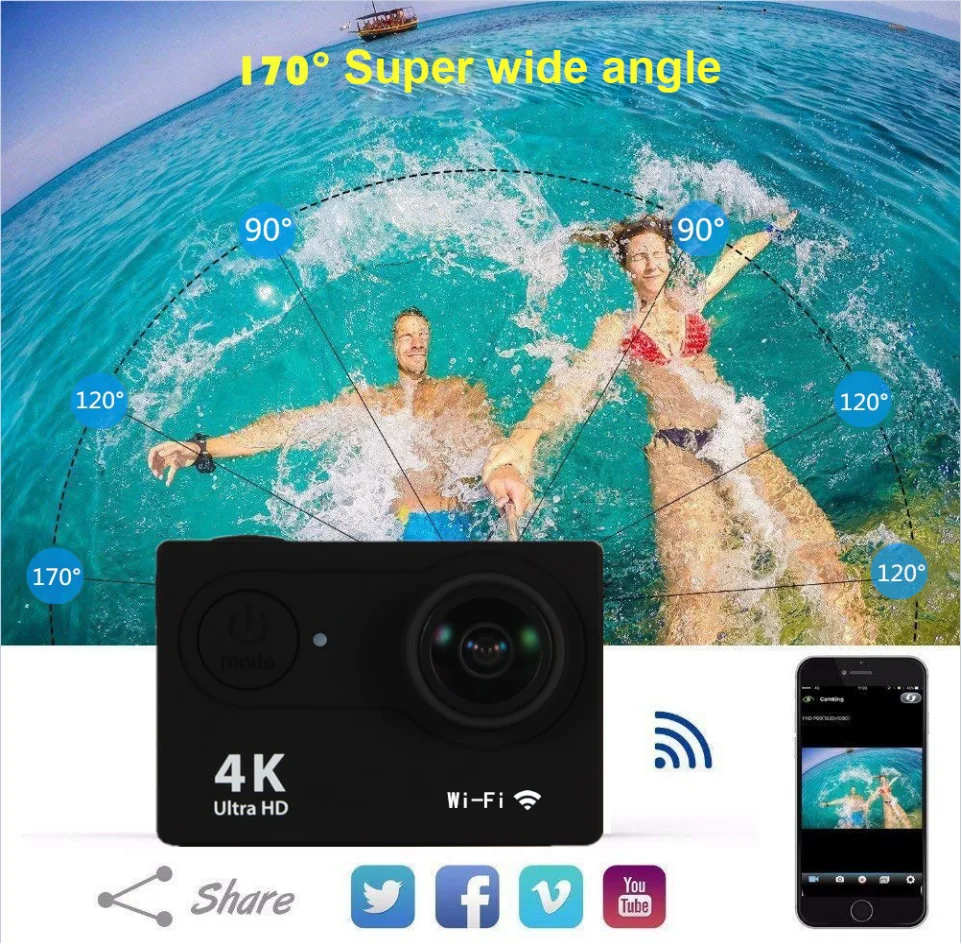 Câmera de ação 4k 1080p/30fps  - Helmet Camera 4K Wifi avaliação e preço